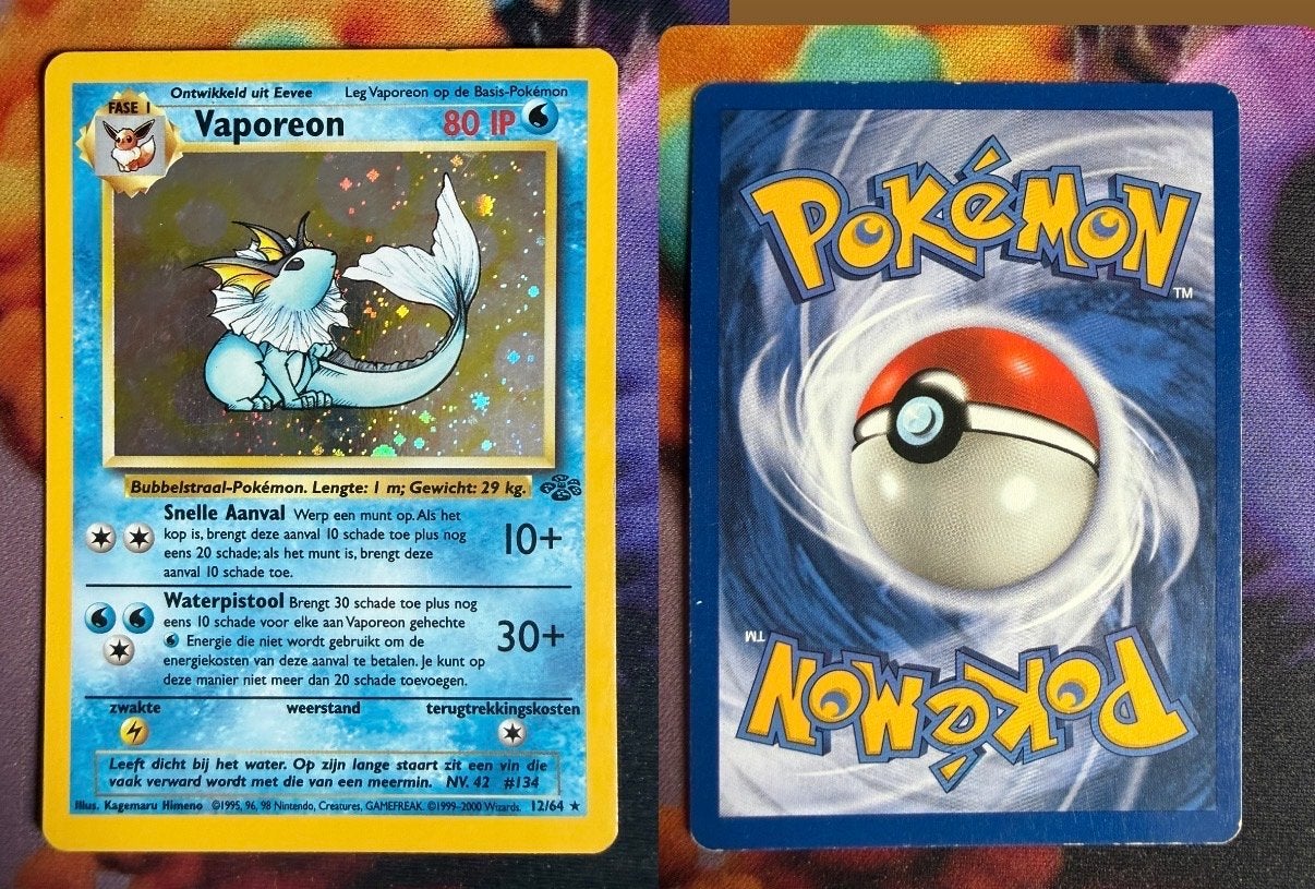 Pokémon Vaporeon Kaart (Nederlands, 1999-2000), Ophalen of Verzenden, Gebruikt, Losse kaart