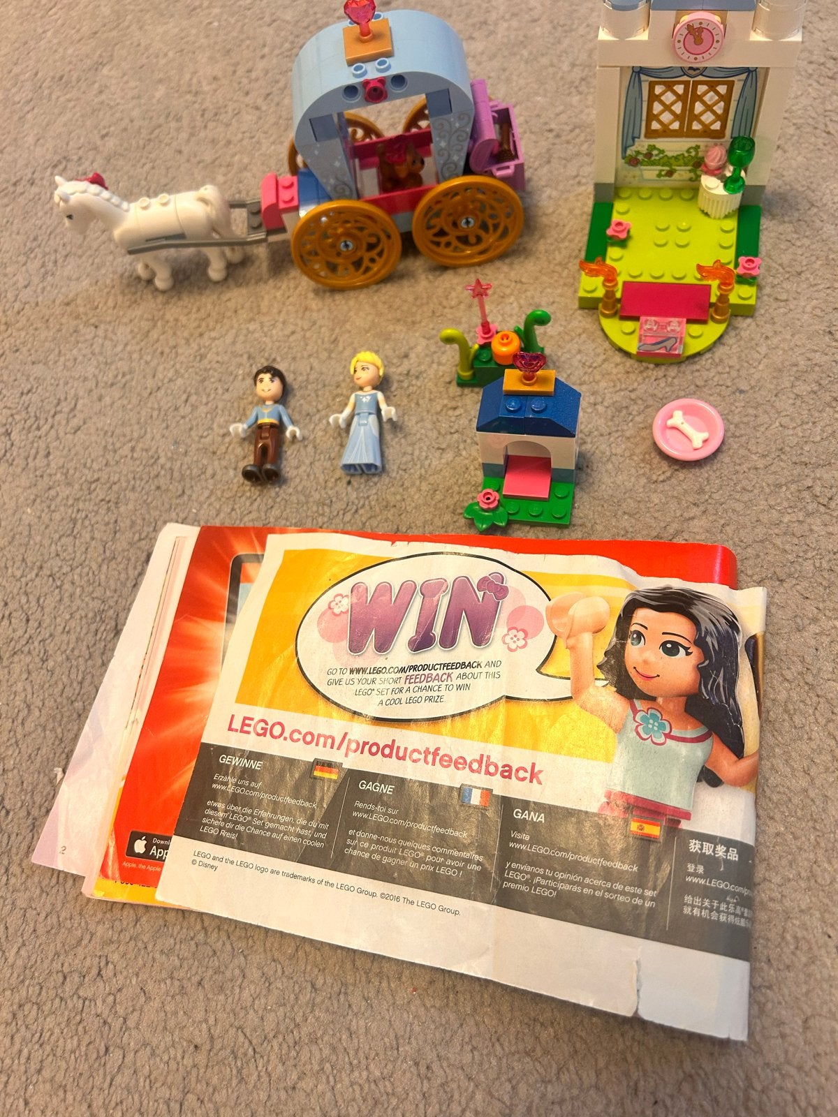 LEGO Disney Princess Assepoester's Koets (98% compleet), Ophalen of Verzenden, Gebruikt, Overige merken