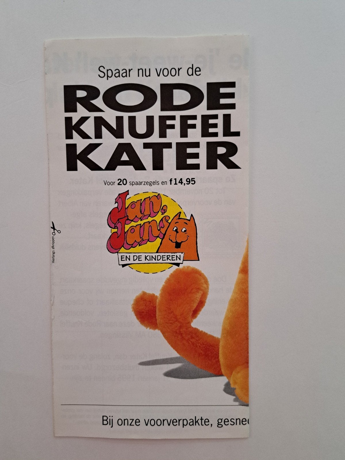 Spaar nu voor de Rode knuffel Kater bij AH uit 1995, Verzamelen, Verzenden, Beeldje of Figuurtje