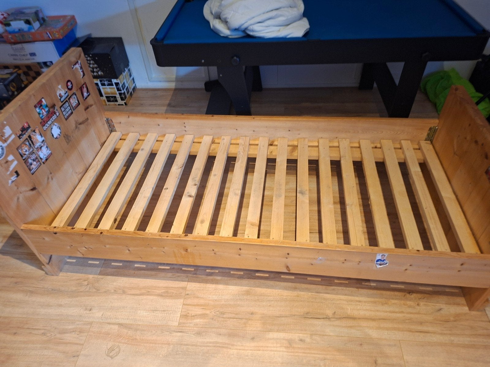 Houten eenpersoonsbed met lattenbodem, Huis en Inrichting, Ophalen, Gebruikt, 90 cm, Eenpersoons