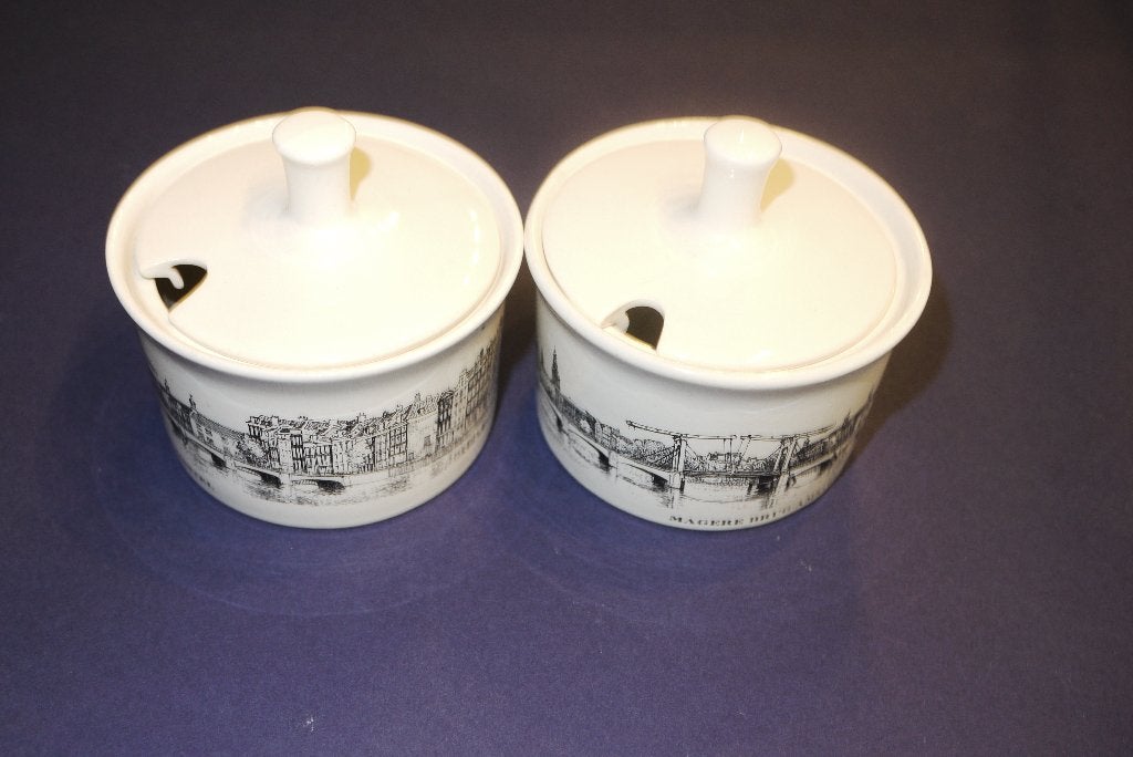 antiek servies villeroy boch grachten servies suikerpot 2 x, Antiek en Kunst, Antiek | Servies los, Ophalen of Verzenden