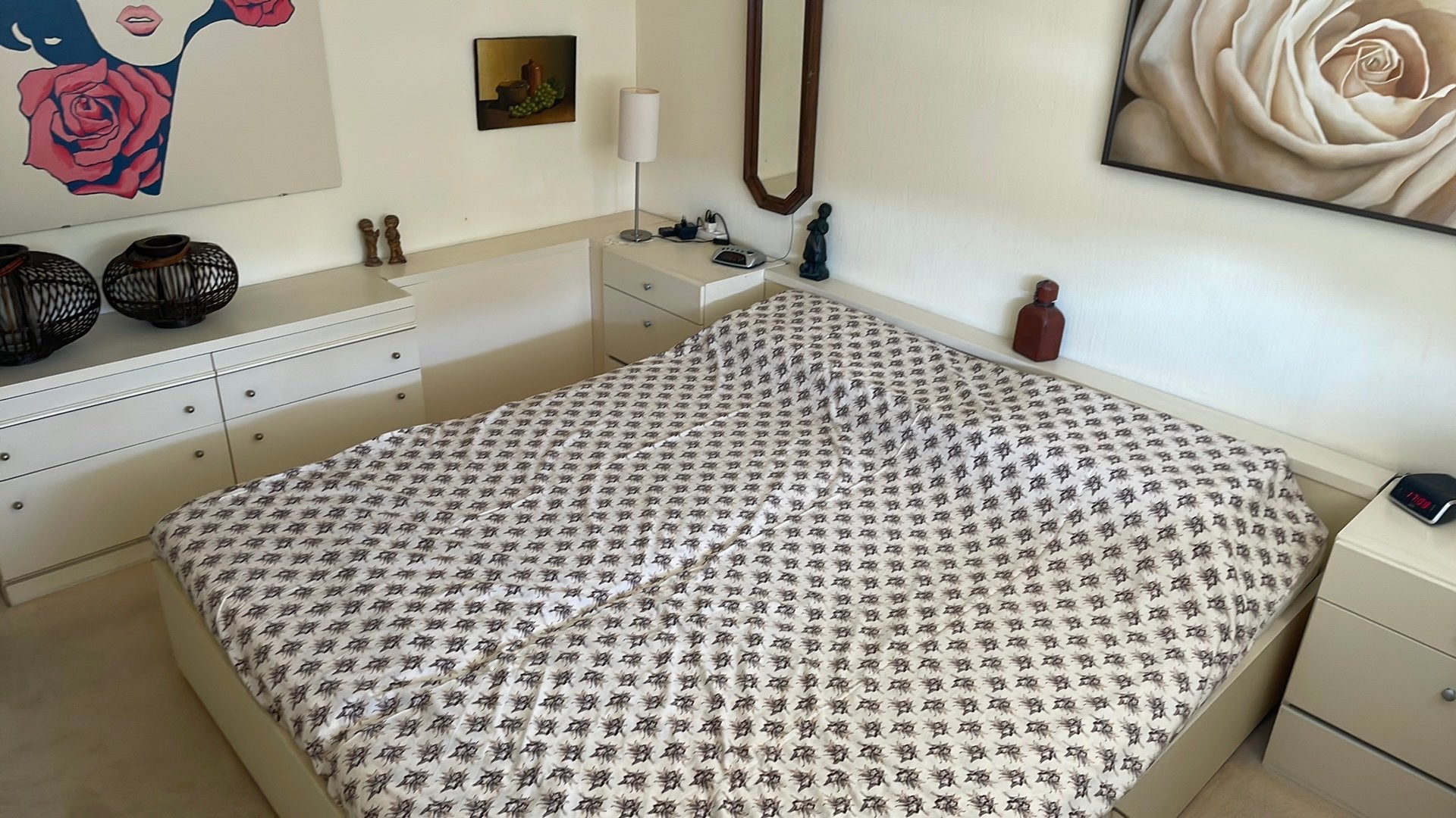 Auping Slaapkamer met ombouw, 2 nachtkastjes en kastje, Ophalen, Gebruikt, Wit, Tweepersoons