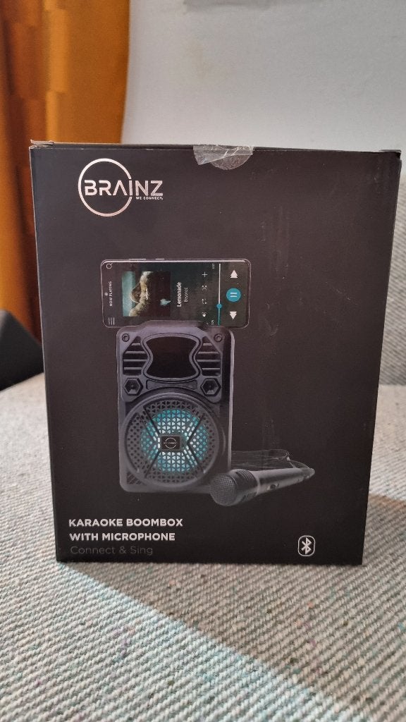 Brainz Karaoke Boombox with microphone, Audio, Tv en Foto, Karaoke-apparatuur, Ophalen of Verzenden, Nieuw, Complete set