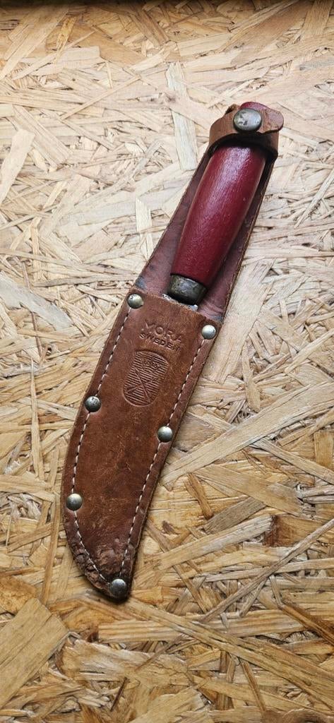 Mora K.J. Eriksson vintage mes met leren schede, Ophalen of Verzenden