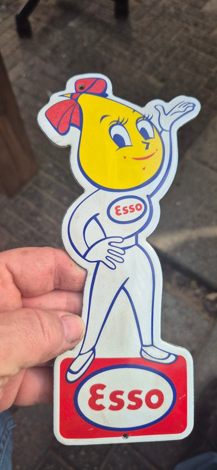 Vintage Esso Reclame Poppetje - Geëmailleerd, Ophalen of Verzenden