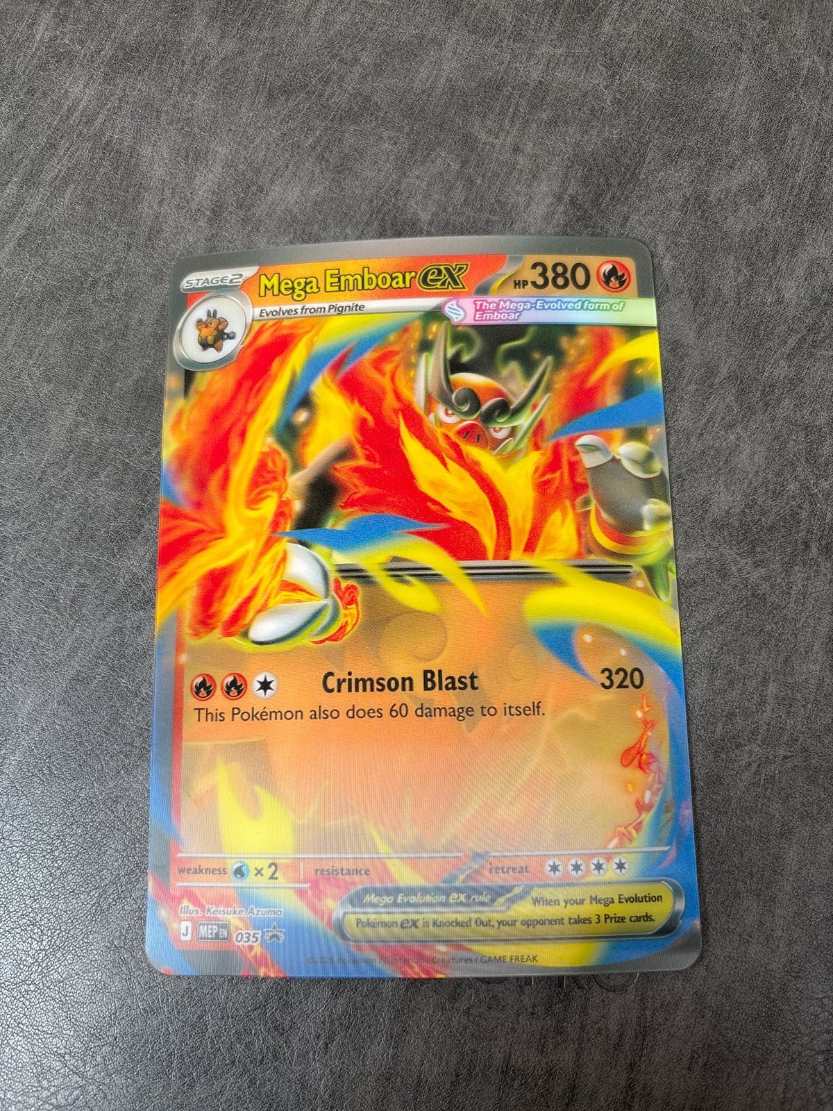 Mega Emboar EX Jumbo Pokémon Kaart, Verzenden, Zo goed als nieuw, Losse kaart, Foil