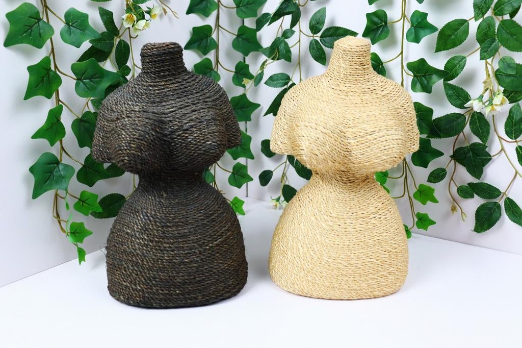 Set van 2 rieten torso - Zwart en Beige, Meerkleurig, Boho, Ophalen of Verzenden, Zo goed als nieuw