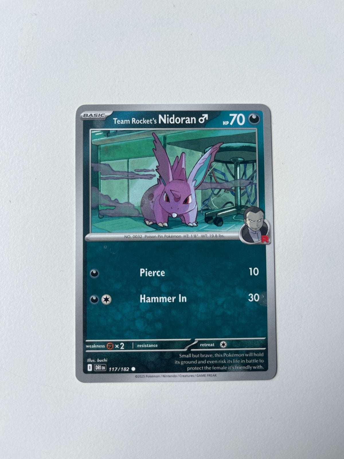 Team Rocket's Nidoran 117 /182 Destined Rivals Pokémon Kaart, Ophalen of Verzenden, Zo goed als nieuw, Losse kaart