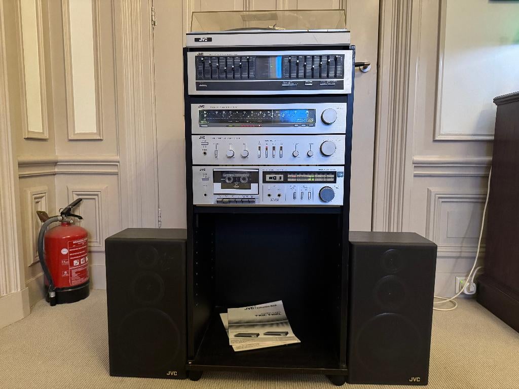 JVC Vintage Stereo Toren Set Platenspeler Cassette EQU 70-80, Gebruikt, JVC, Losse componenten, Ophalen