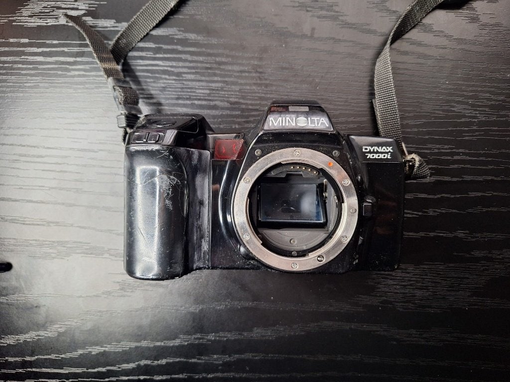 Minolta Analoge Camera set + accesoires [ Retro / Vintage ], Audio, Tv en Foto, Fotocamera's Analoog, Verzenden, Gebruikt, Spiegelreflex
