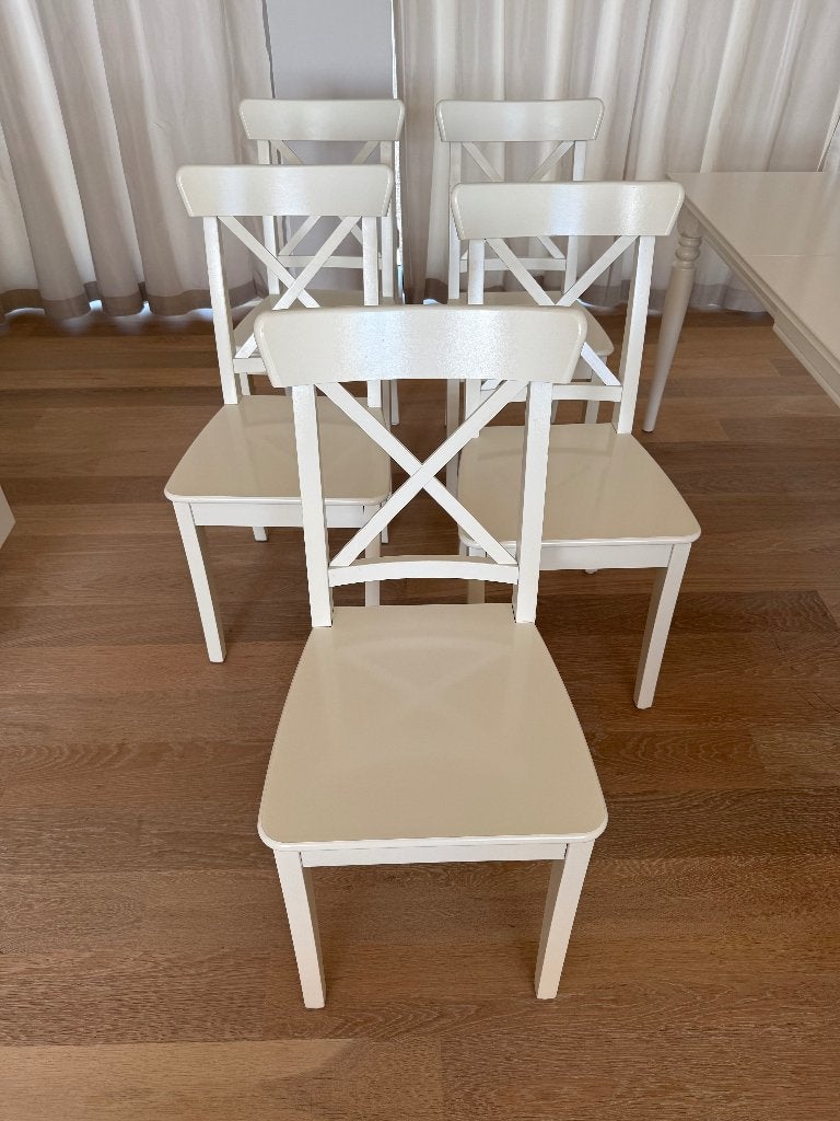 5 IKEA INGOLF dining chairs, Ophalen, Gebruikt, Wit, IKEA
