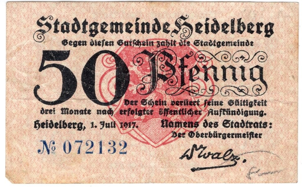 Duitsland notgeld 50 Pfennig 1917 Heidelberg, Verzenden, Duitsland