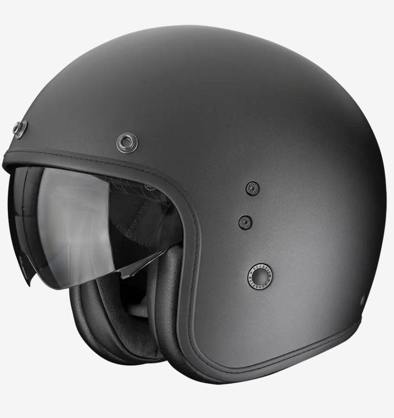 Stijlvolle Jethelm Mat Zwart - Maat S 55-56 cm, Motoren, Overige merken, Jethelm, Kinderen, Ophalen of Verzenden