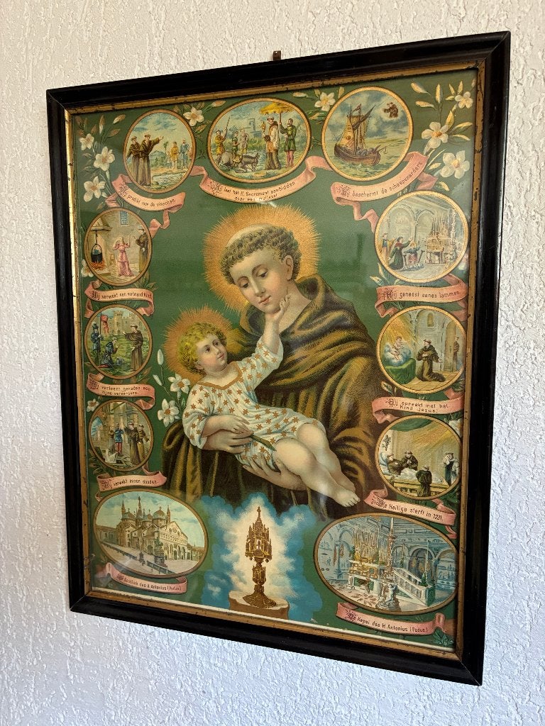 Vintage prent Sint Antonius van Padua, Ophalen, Gebruikt, Kaart of Prent, Christendom | Katholiek