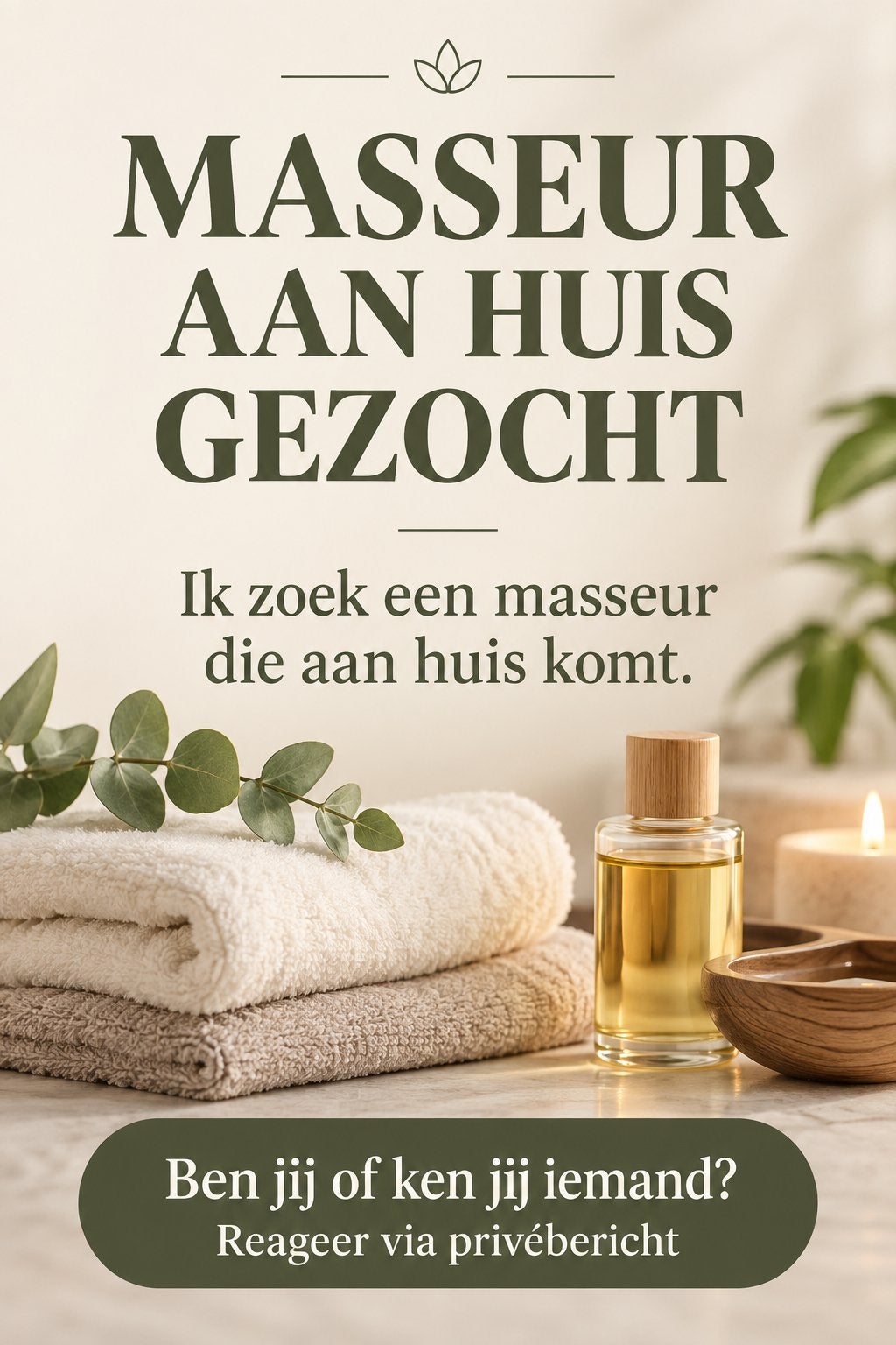 Masseur aan huis gezocht, Ophalen of Verzenden, Zo goed als nieuw