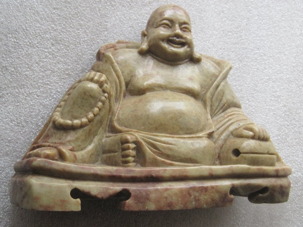 Oud Chinese Boeddha (Budai) beeld 20e eeuw mooie details, Ophalen, Gesneden, Groen, China
