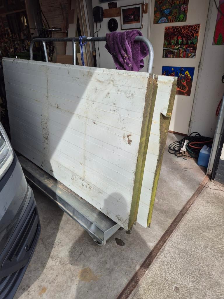 Zilvergrijs sandwichpaneel 60mm, Doe-het-zelf en Verbouw, Platen en Panelen, Ophalen, Gebruikt