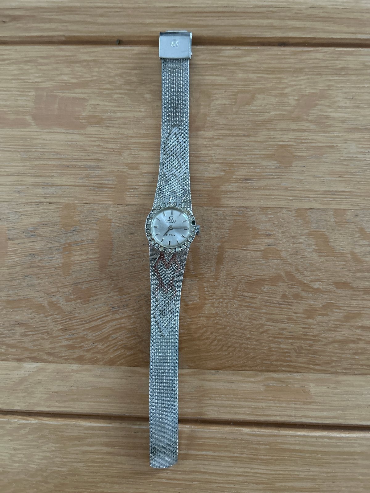 Vintage Omega dameshorloge met strass, Zwitsers, 1976, Sieraden, Tassen en Uiterlijk, Horloges | Dames, Overige merken, Gebruikt