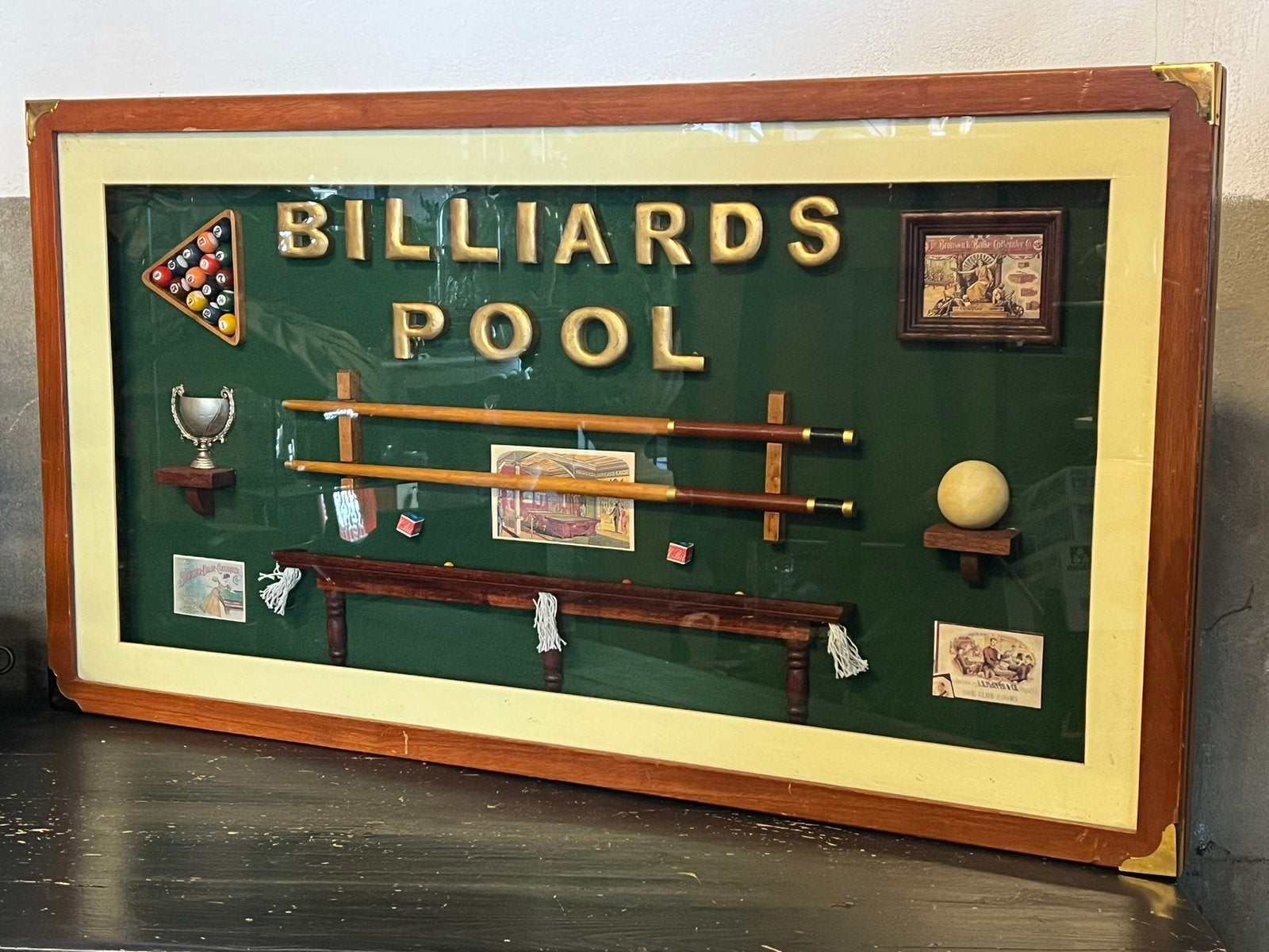 Sportsbar diorama lijst biljart pool, Ophalen, Reclamebord, Zo goed als nieuw, Nvt