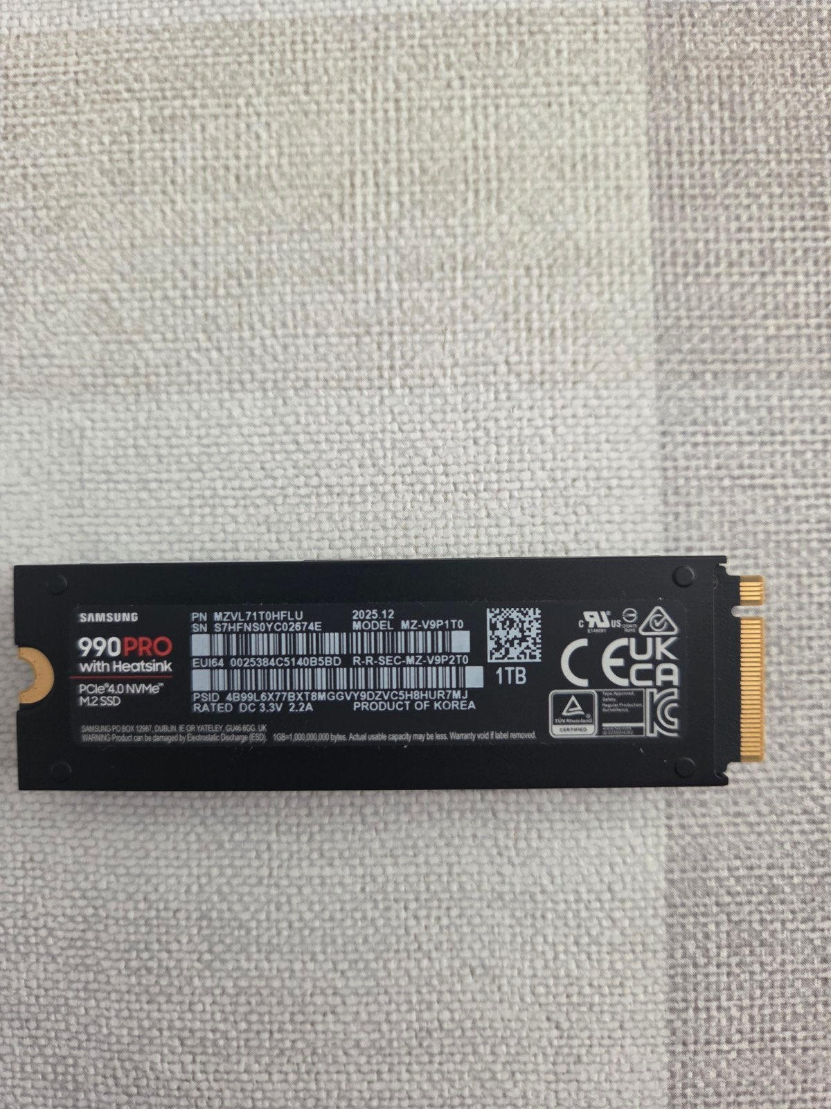 samsung 990 pro 1tb heatsink, Computers en Software, Ophalen of Verzenden, Nieuw, SSD, Samsung