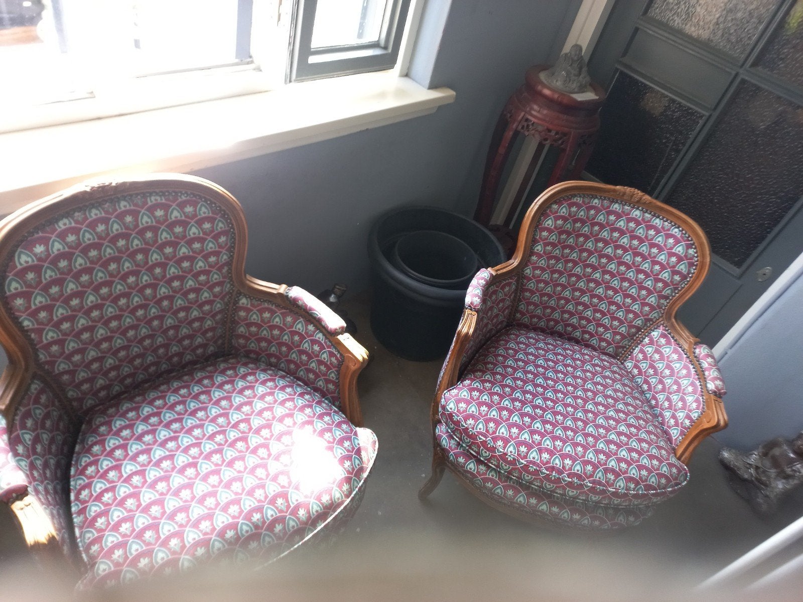 Set van 2 Antieke Fauteuils met Rijkelijk Patroon, Antiek en Kunst, Ophalen of Verzenden