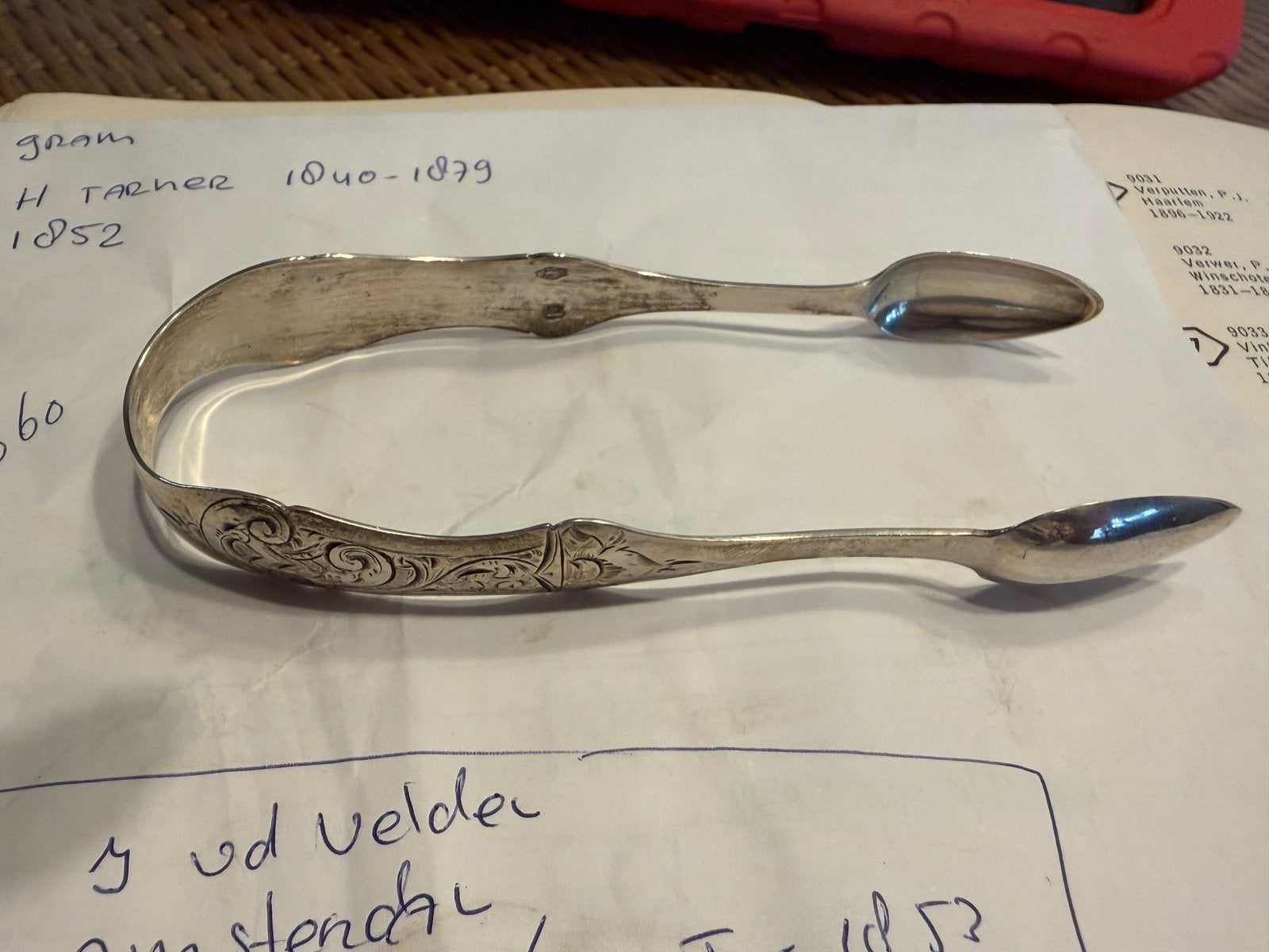 Antieke zilveren suikertang Tarner 1852, Antiek en Kunst, Ophalen of Verzenden
