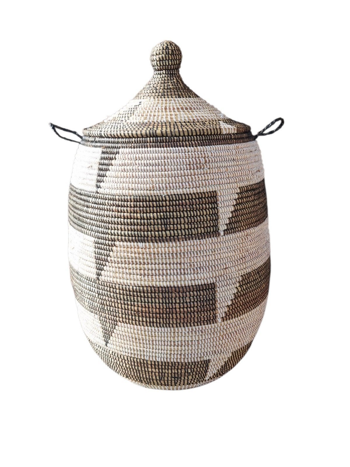 zwart wit afrikaanse zeegras opbergmand wasmand, Overige materialen, Mand, Rond, Nieuw