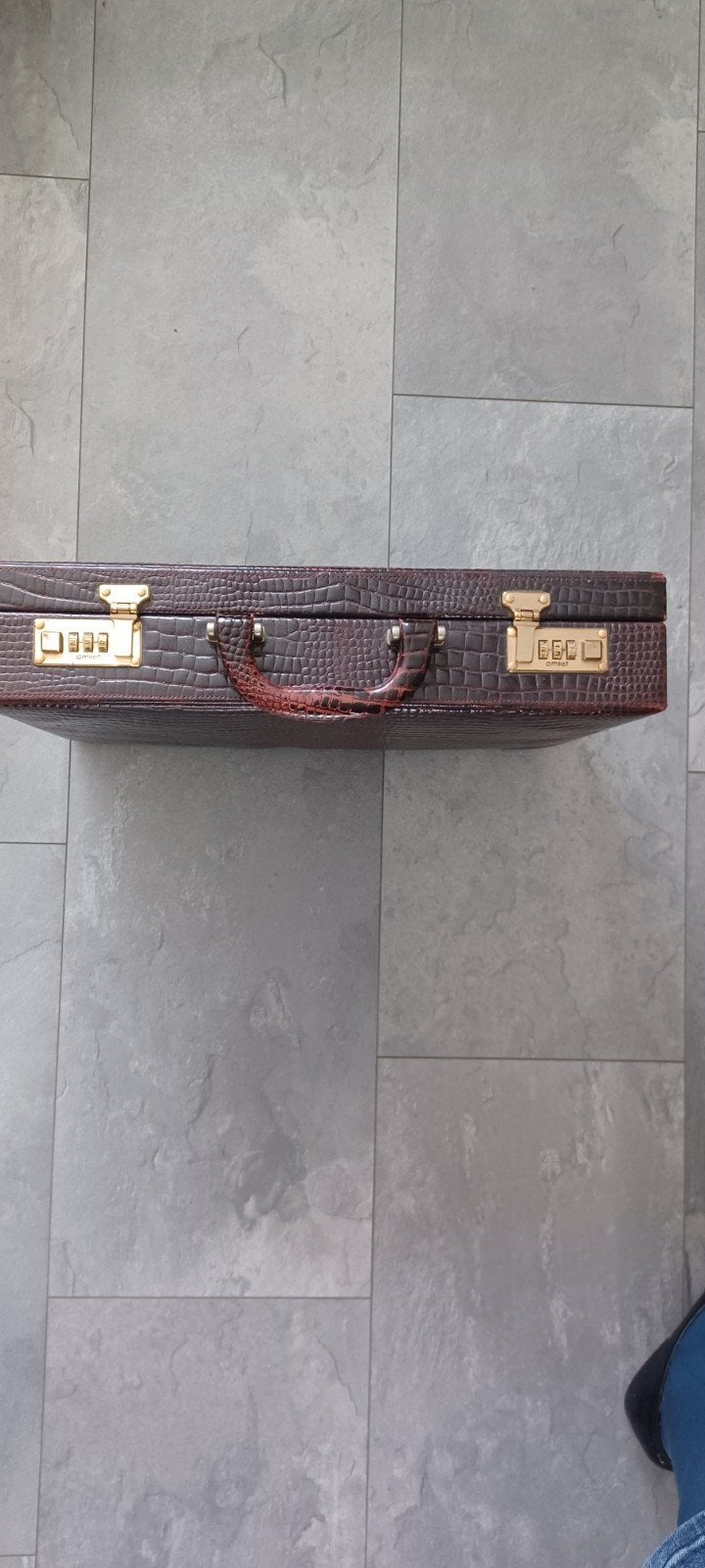Vintage attaché koffer van origineel krokoleer, Overige materialen, Gebruikt, 50 tot 60 cm, Slot