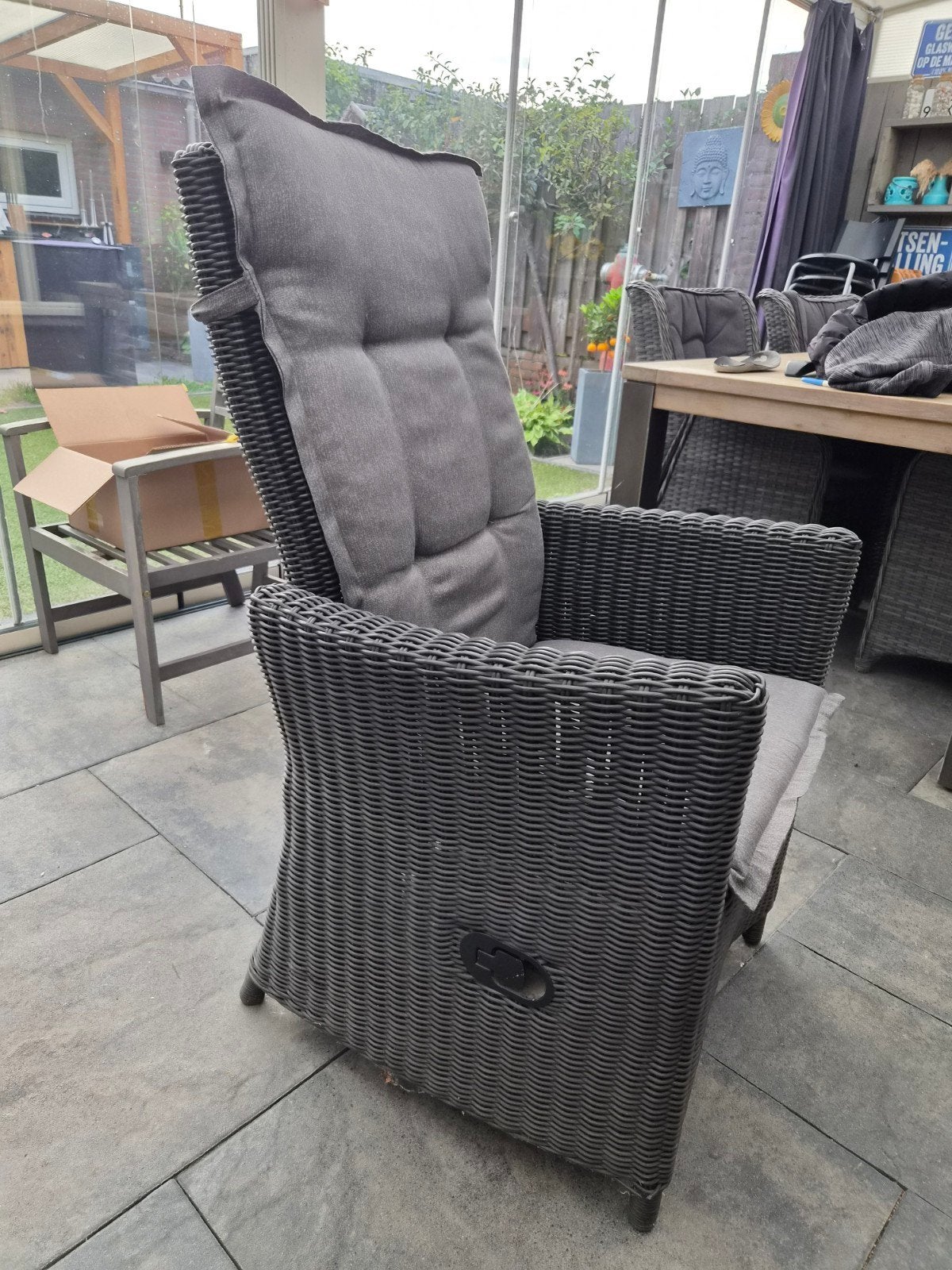 Bois Le Duc Wicker 2 Tuinstoelen Verstelbaar met Kussens