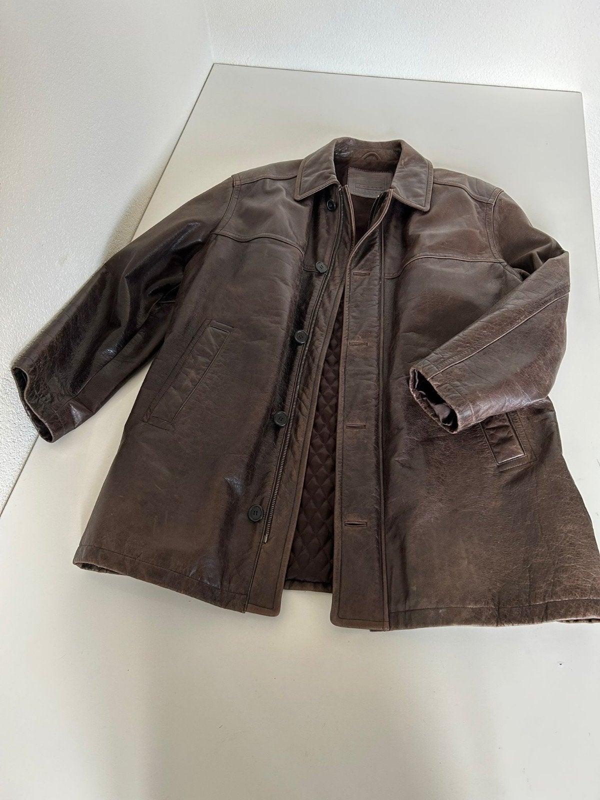Angelo Litrico Leren Jas - Bruin, Maat XXL, Kleding | Heren, Bruin, Angelo Litrico, Overige maten, Ophalen of Verzenden