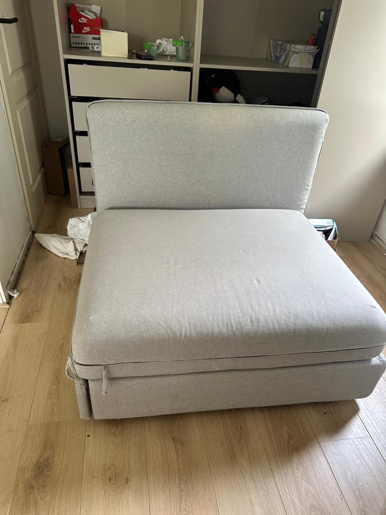 Slaapstoel/slaapfateuil ikea grijs/beige, Ophalen, Zo goed als nieuw, Eenpersoons, Beige