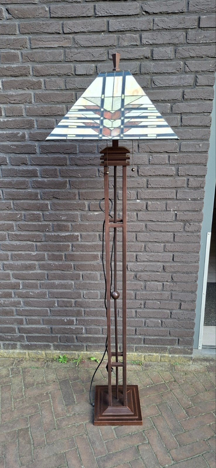 Tiffany Stijl Vloerlamp - Glas-in-lood Schemerlamp, Huis en Inrichting, Lampen | Vloerlampen, Tiffany, Art Deco, Klassiek, Zo goed als nieuw