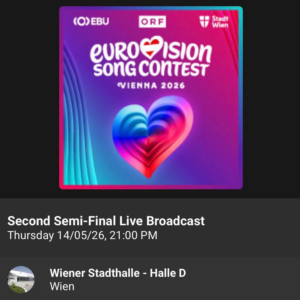 Eurovisie tickets, 2 tickets arena, 2de halve finale 14 mei, Twee personen, Mei