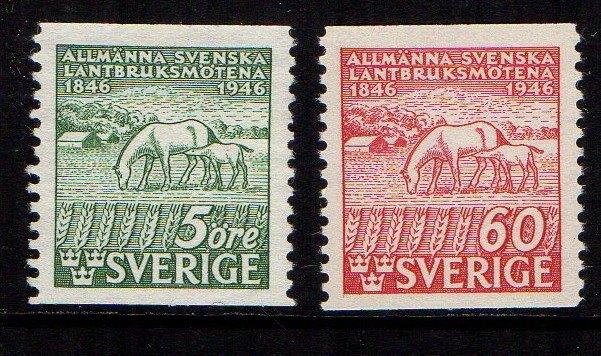 Zweden 1946 Facit 368A en 369, Lantbruksjubileet., Ophalen of Verzenden, Zweden, Postfris