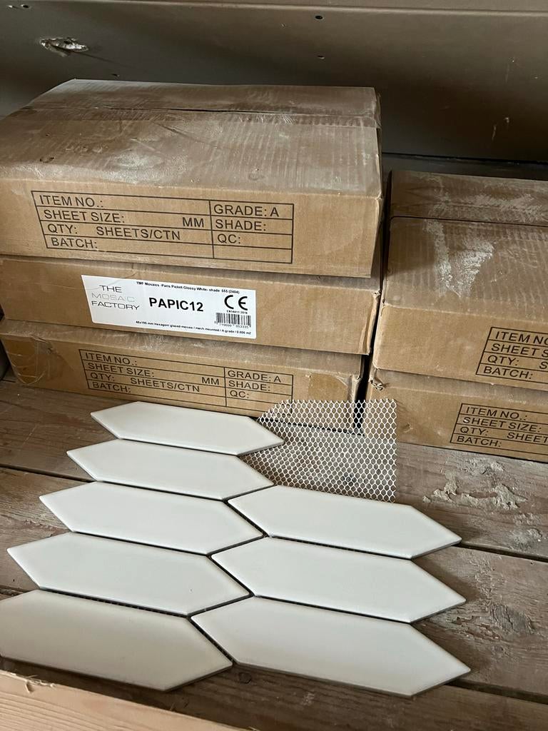 4m2 Witte Hexagonale Mozaïek Tegels - The Mosaic Factory, Doe-het-zelf en Verbouw, Tegels, Ophalen, Nieuw, Minder dan 20 cm, 20 tot 40 cm