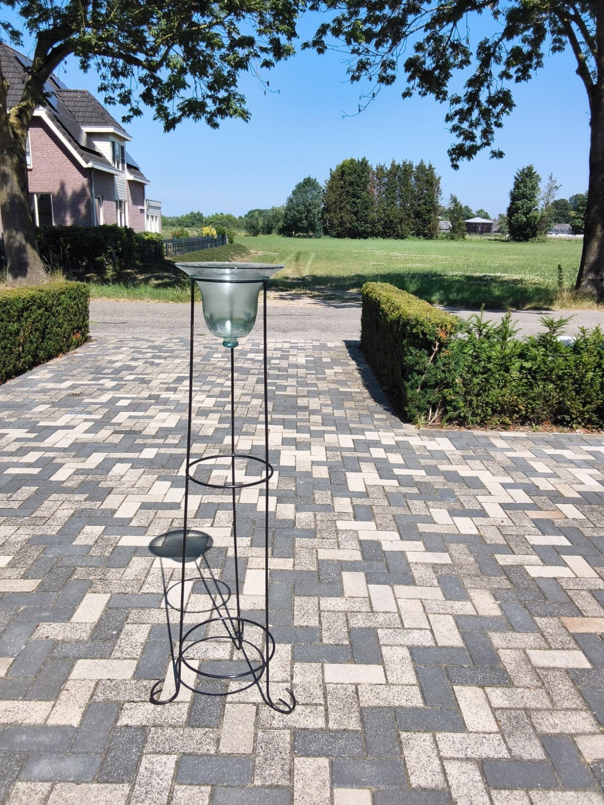 Bloemenstandaard met glazen stolp - 1,50m hoog, Ophalen, Zo goed als nieuw, Glas