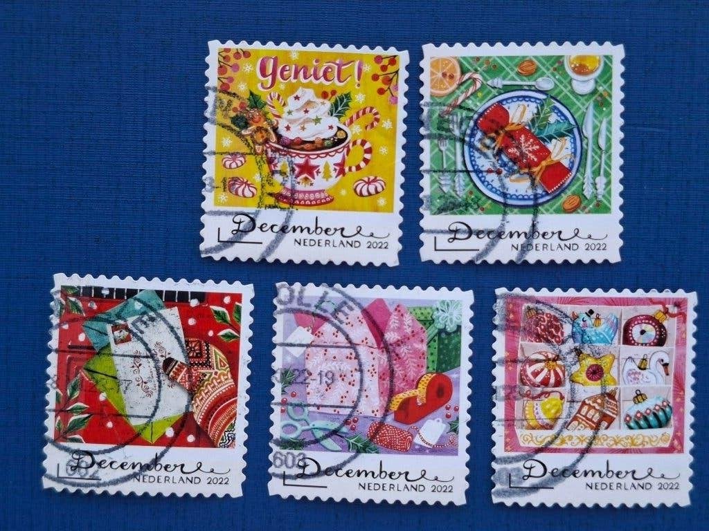 Postzegel NL 2022 5 Kerstzegels 03-07, Ophalen of Verzenden, Na 1940, Gestempeld