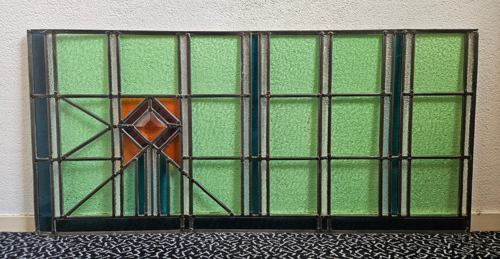 3 glas in lood voorzet ramen, Doe-het-zelf en Verbouw, Glas en Ramen, Ophalen, Glas in lood, 80 tot 120 cm, Zo goed als nieuw