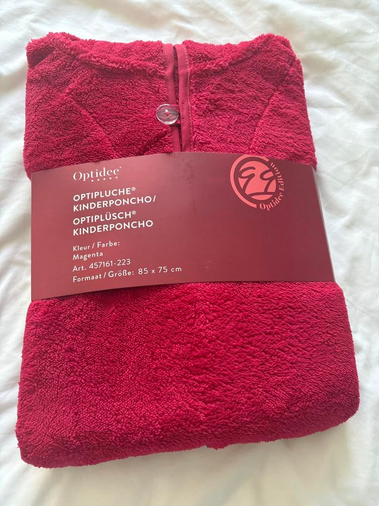 Optipluche Kinderponcho - Magenta - Nieuw, Huis en Inrichting, Verzenden, Nieuw