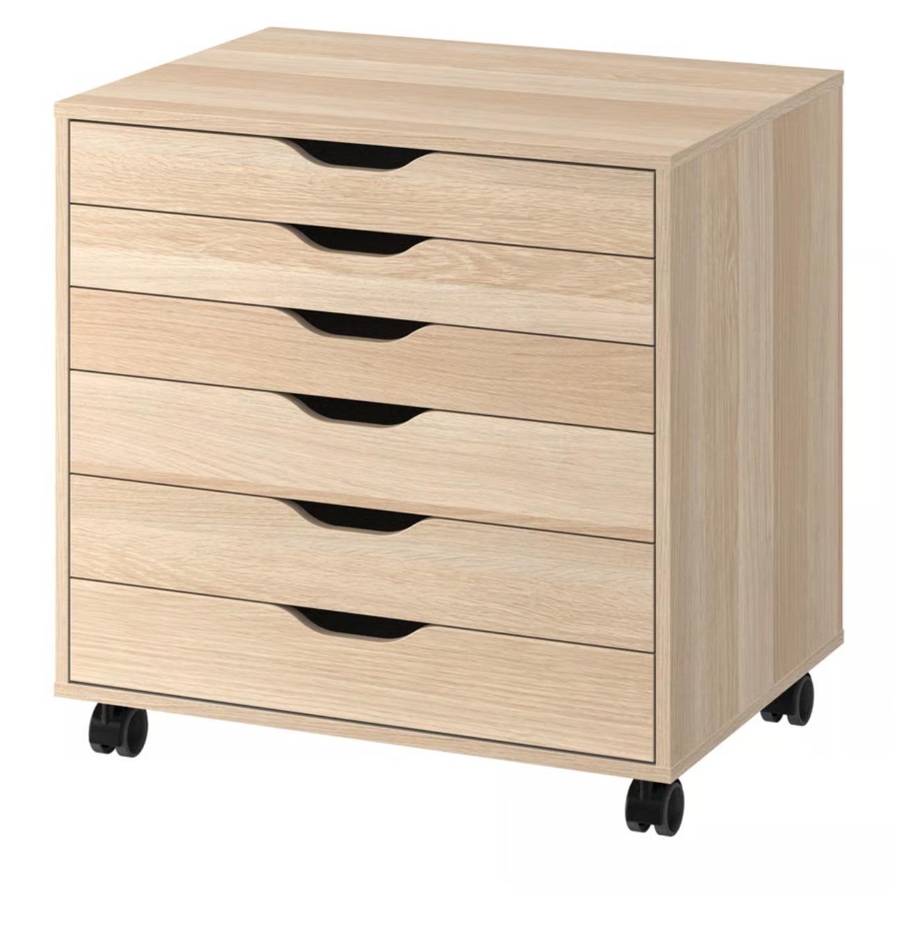 IKEA LENNART ladeblok op wielen, lichtbruin, 66x48 cm, Ophalen, Minder dan 50 cm, 5 laden of meer, Zo goed als nieuw