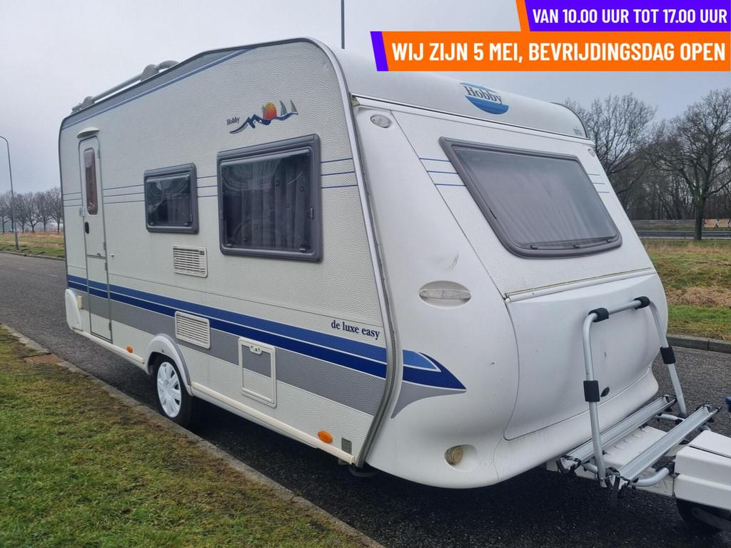 Hobby DE LUXE EASY 440 VOORTENT + DWARSBED + FIETSENDRAGER, Hordeur, Hobby, Bedrijf, 6 tot 7 meter