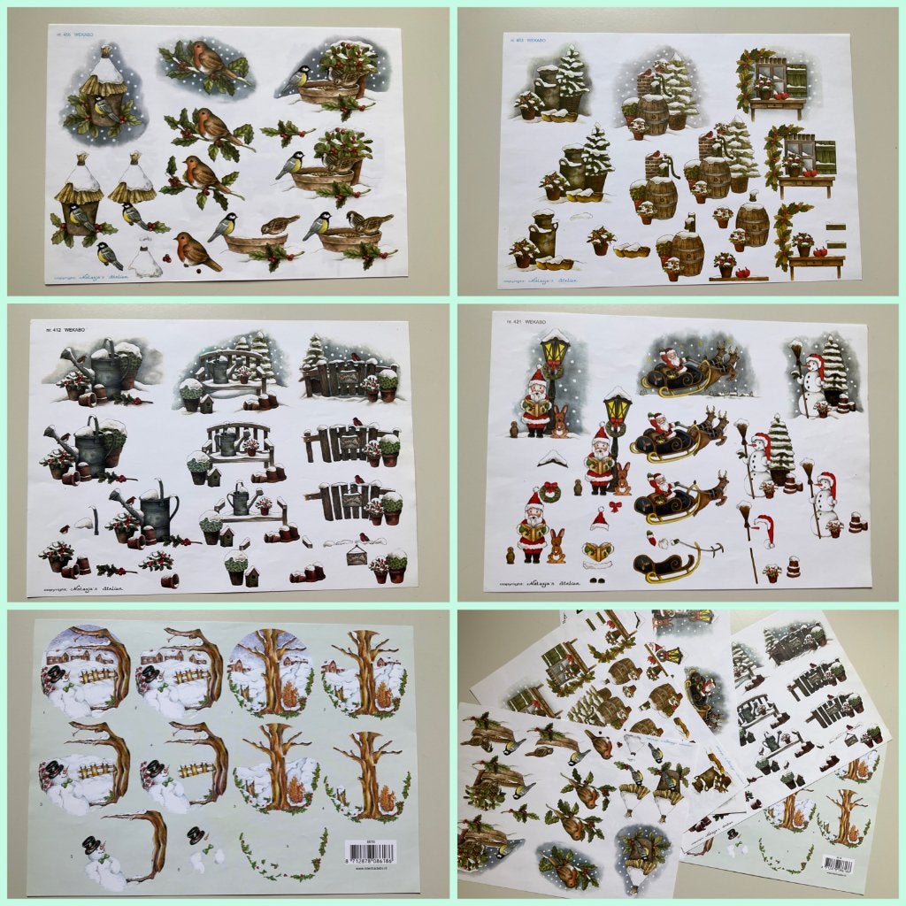 kaarten maken  5 verschillende 3D knip vellen - kerst winter, Hobby en Vrije tijd, Kaarten | Zelf maken, Ophalen of Verzenden