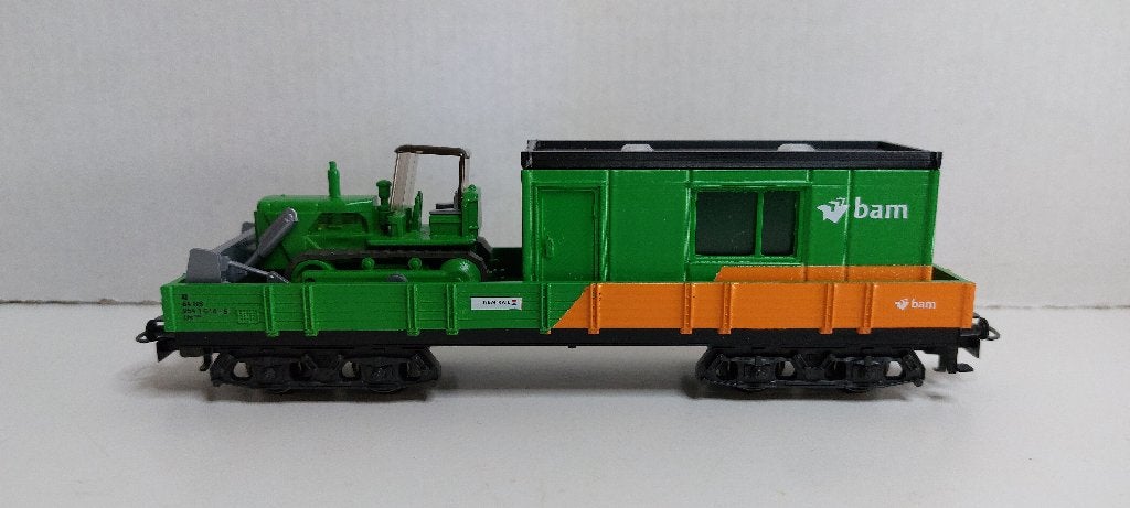 Bam Lage Bakwagon met Bouwkeet en Bulldozer Nieuwstaat (03), Hobby en Vrije tijd, Wisselstroom, Wagon, Ophalen of Verzenden, Märklin
