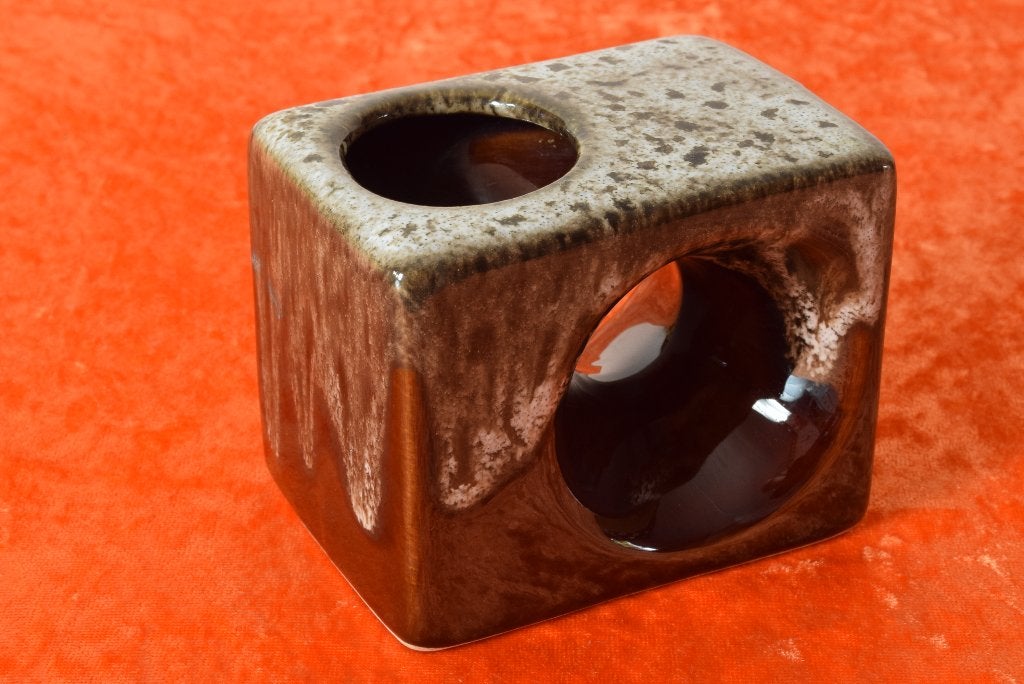 Retro vintage jaren 70 fat lava vaas / blokvaas, Ophalen of Verzenden