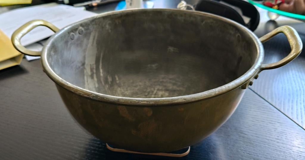 Vintage Koperen Kom met Handvatten, Antiek en Kunst, Antiek | Koper en Brons, Ophalen
