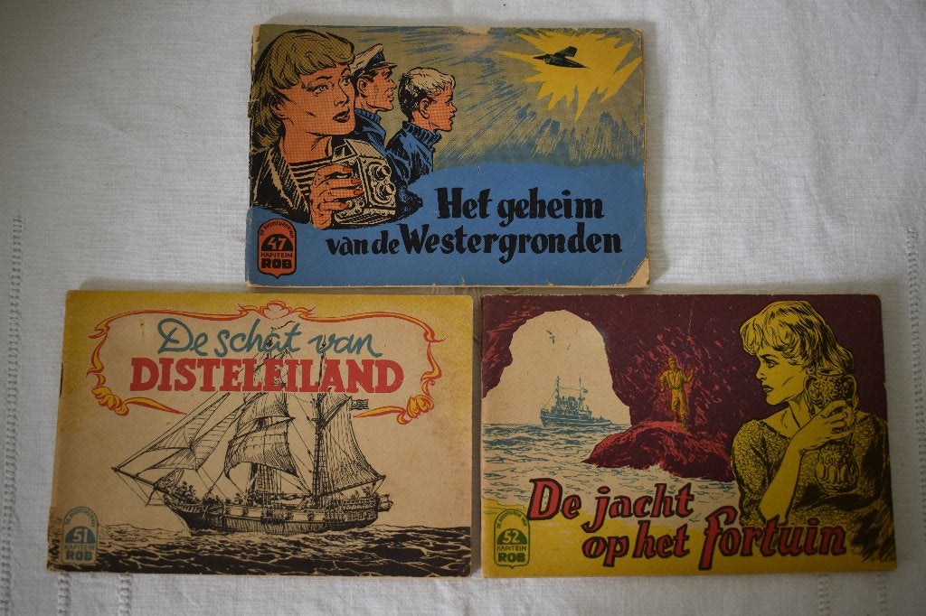 3 oude stripboekjes Kapitein Rob, Boeken, Stripboeken, Meerdere stripboeken, Ophalen of Verzenden, Gelezen