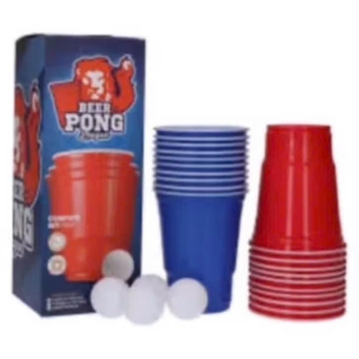 Beer pong - set - compleet - 20 bekers - rood/blauw - 4 ball, Verzenden