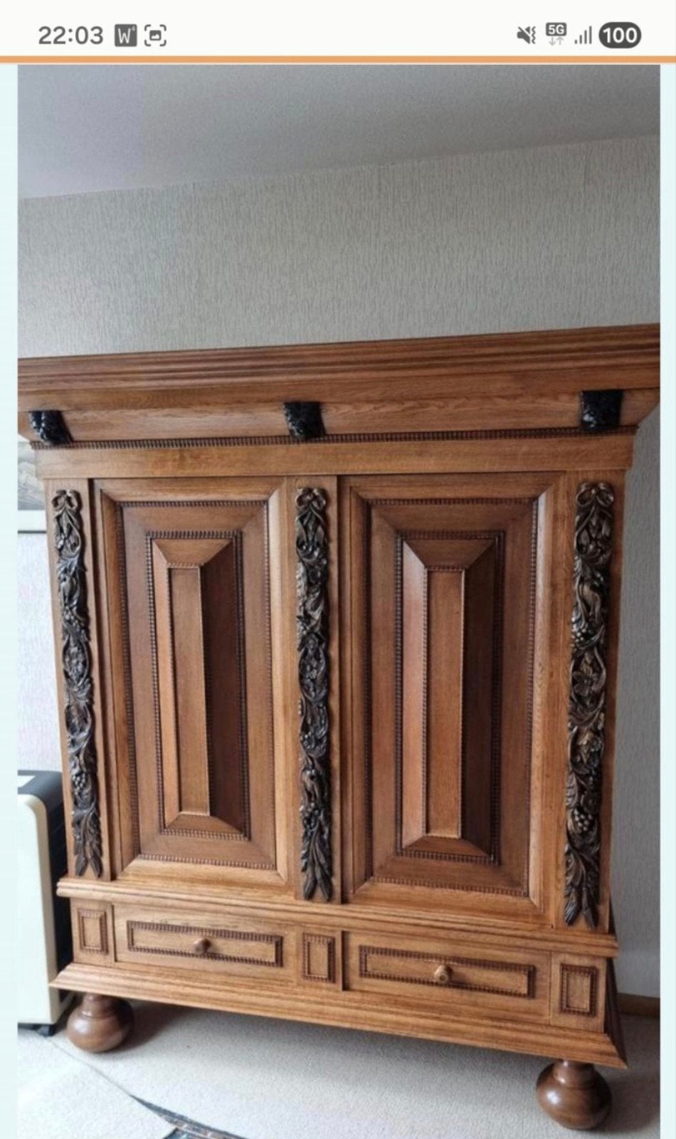 Massief eiken kussenkast, Antiek en Kunst, Antiek | Meubels | Kasten, Ophalen