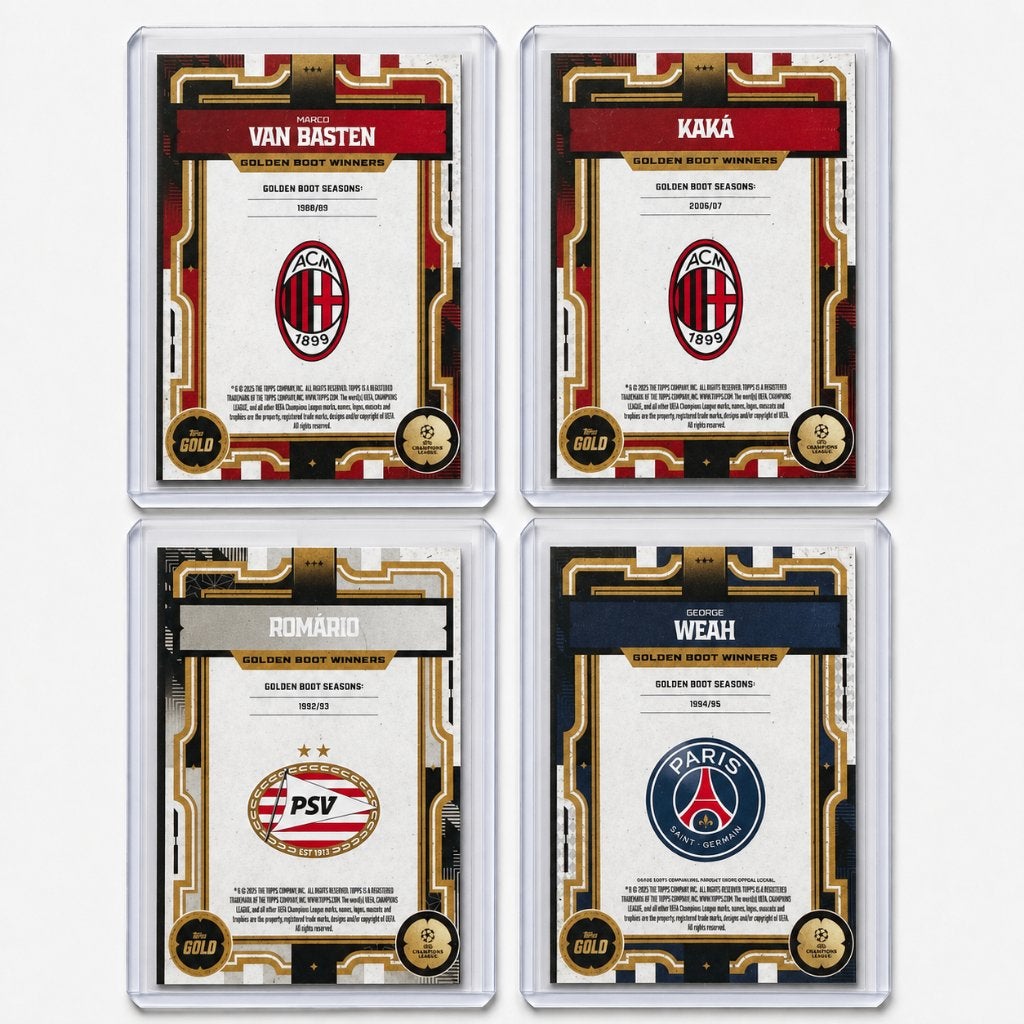 GOLDEN BOOT WINNERS – 4-CARD LEGEND SET, Verzamelen, Sportartikelen en Voetbal, Ophalen of Verzenden, Nieuw, Buitenlandse clubs