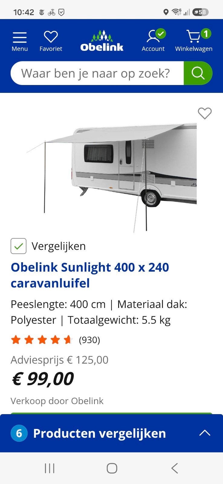 te koop  caravan luifel, Caravans en Kamperen, Ophalen of Verzenden